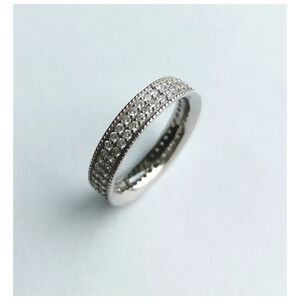 New, sterling silver cz eternity band ring size 6